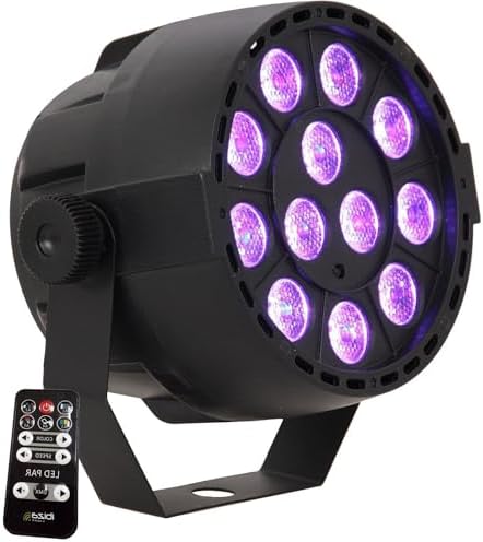 Ibiza - PAR-MINI-RGB3 - Reflektor PAR z 12 diodami LED RGB o mocy 3 W każda, 3 w 1 z efektem stroboskopowym - Czarny