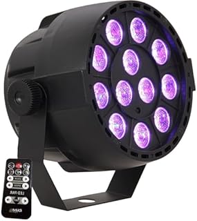 Ibiza - PAR-MINI-RGB3 - Reflektor PAR z 12 diodami LED RGB o mocy 3 W każda, 3 w 1 z efektem stroboskopowym - Czarny