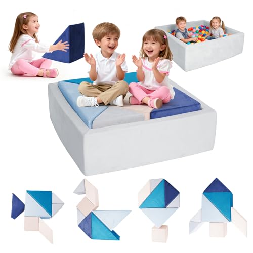 Jadoxy Modular Kids Play Couch Tangram Square Puzzles Sofa