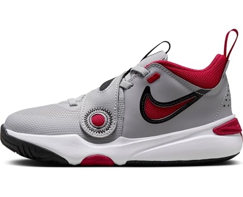 Nike Team Hustle D 11 Little Kids' Shoes (DV8994-006, Cement Grey/Black/White/Gym Red) Size 11