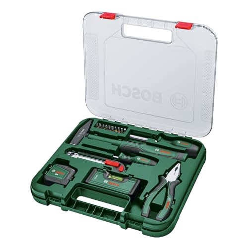 Bosch Universal Werkzeug-Set 17-teilig (vielseitiger Werkzeugkoffer bestückt hochwertig ergonomisch ideal für Reparaturen im Haus)