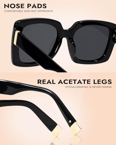 Trendy Oversized Sunglasses for Women Acetate Polarized Women's Sunglasses Retro Shades UV400 - Mallorca3