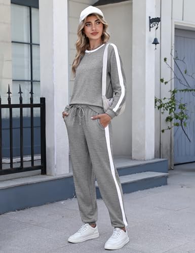 Image of Marvmys Women Long Sleeve Tracksuits Fashion 2 Piece Lounge Set Travel Outfits Jogger Set