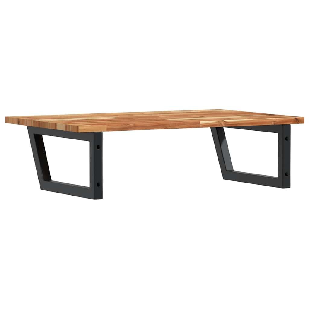 Estantería para lavabo de pared de acero y madera de acacia maciza, estante flotante para baño como estante para lavabo, ahorro de espacio, almacenamiento para cremas y toallas, resistente