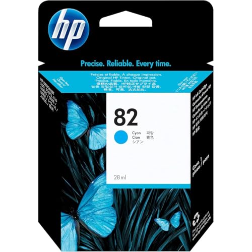 HP 82 C4911A Cian, Cartucho de Tinta Original HP DesignJet, de 69ml, para Impresoras HP DesignJet serie 500 y 800