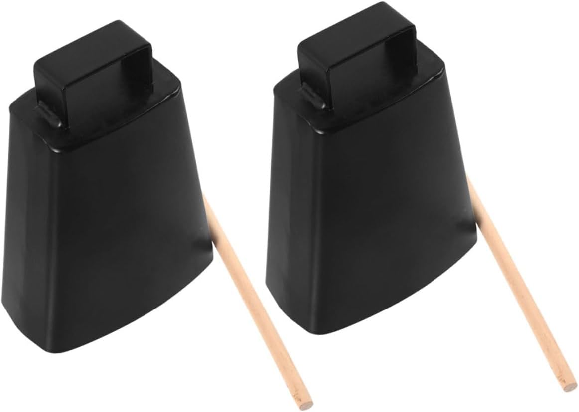 VICASKY 2 Sets Metal Cowbell Instrument: Hand Percussion Bell for Music Learning and Sports Cheering - Handheld Cowbell with Clear Sound