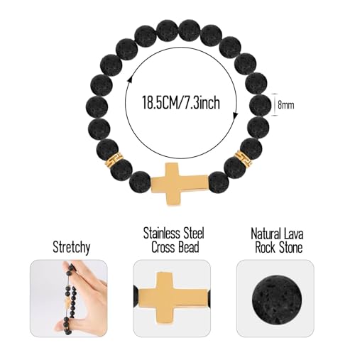 Pulsera difusor de aceites esencial Milakoo 8mm piedra natural lava miniatura 2