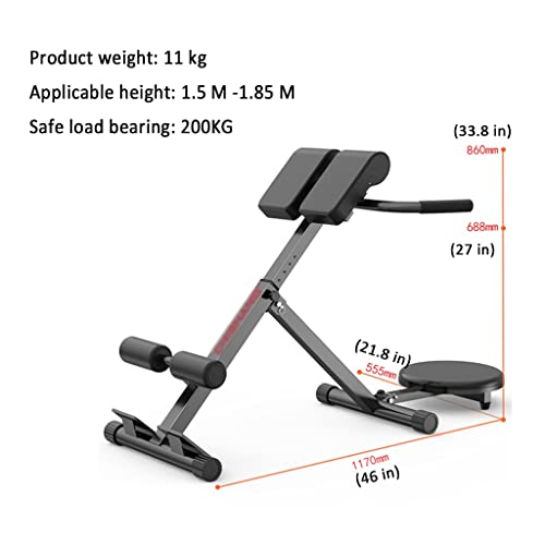 Romeinse Stoel Opvouwbare Buiksporter Verstelbare Romeinse Ontlasting Met Twistschijf Push-up Trainer Veilige Belastinglager: 20 0 Kg Rugverlengmachine (Color : Black, S : 117 * 55.5 * 68.8 * 86cm) - Image 8