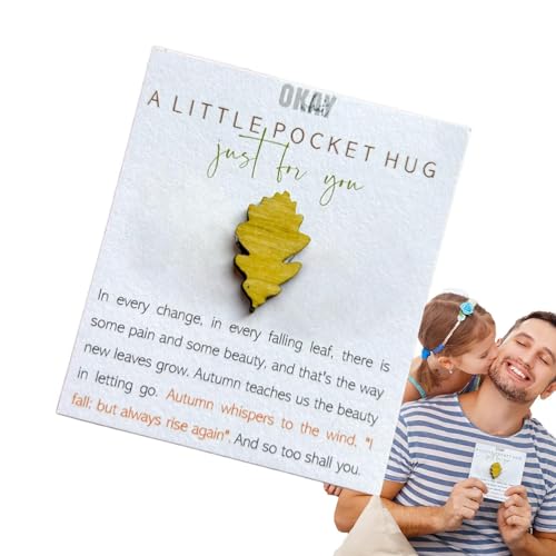 Foglia dacero Pocket Hug - Regalo da abbracciare tascabile con foglie di legno Abbraccio foglia ricordo in con gioia speciale portafoglio per bambini amanti amici famiglia