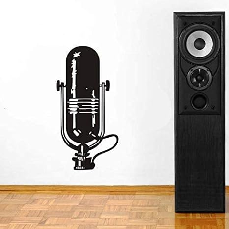 Amazon 壁画壁画音楽碑文マイクデカールビニールステッカーリビングルーム家の装飾粘着性プラスチック取り外し可能な壁紙86x43cm ウォールステッカー オンライン通販