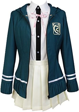 Ya-cos Cosplay Female High School Chiaki Nanami Cosplay Outfit Uniform Dress Green (Female:Large, Green)