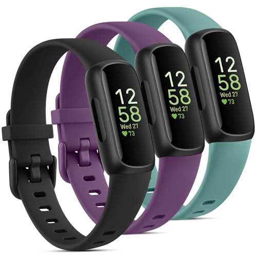 Tobfit Pack 3 Straps for Fitbit Inspire 3 Strap for Women Men Soft Silicone Replacement Strap Wristband Watchband Accessories 3-PACK 09