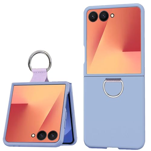 KUSINHOKA Funda para Samsung Galaxy Z Flip 7 con Anillo, [Anti-Choque] Rígido PC Protectora Carcasa, Ultra Fina [Anti-arañazos] Premium Caso Funda para Galaxy Z Flip 7, Azul Claro