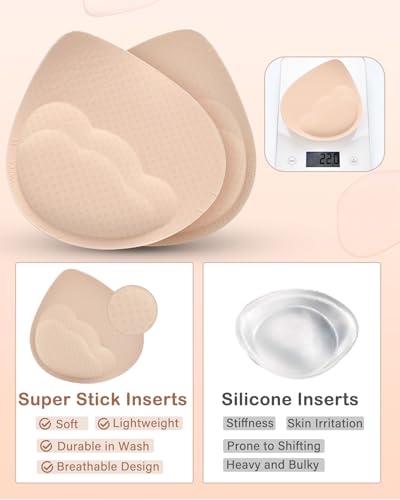 KSang Super Thick Bra Pads Inserts for Push Up, Bra Pads Breast Enhancers Add 1-2 Cups for Women Dresses, Swimsuits, Sport, Fit A/B - Thumbnail 5