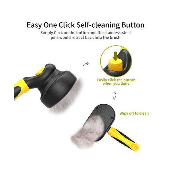 Wismika Slicker Dog Brush, Self Cleaning Pet Grooming Brushes Suitable for Medium and Long Haired Dogs Cats, Professional Deshedding Tool – Removes Most of Hair with Self-Cleaning Button Wismika Slicker Dog Brush, Self Cleaning Pet Grooming Brushes Suitable for Medium and Long Haired Dogs Cats, Professional Deshedding Tool – Removes Most of Hair with Self-Cleaning Button