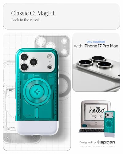 Coque iPhone 17 Pro Max Spigen premium antichoc Classic C1 MagFit bleue - 2