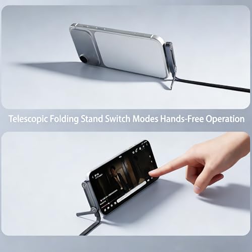 Image of 240W Invisible Stand Fast Charging Cable, 240W USB C to USB C Flat Cable 90 Degree Angled, Sideways Phone Type C Charger Cord (4.9FT) Compatible with iPhone 17 Series (Black)
