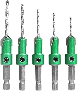 KOWOOD Pro Countersink Drill Bit Set #4, 6, 8, 10, 12, 5-Piece for Wood High Speed Steel, Woodworking Carpentry Reamer with 1 Free Hex Key Wrench