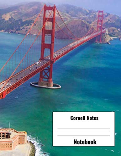 Cornell Notes Notebook: Cornell Note Paper Taking Notes Journal for School Students College Ruled Lined Large Notebook, 8.5 x 11 in, 150 pages, Golden Gate Bridge, San Francisco