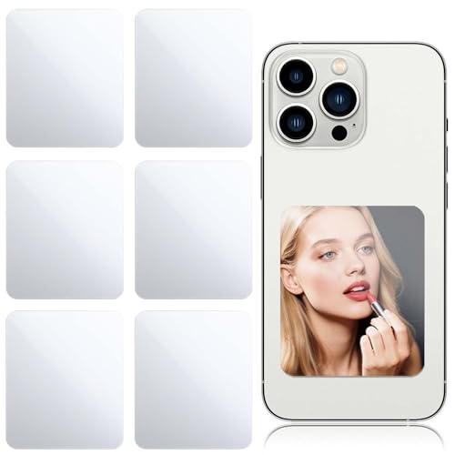 Image of Xinjoduz 6 PCS Mirror Decal for Phone Mirror Stick on Phone Case Back Rectangle Mirrors Smartphone Charm Acrylic Make up Mirrors Stickers for Cellphone Case Back (Tear Off The Protective Film)