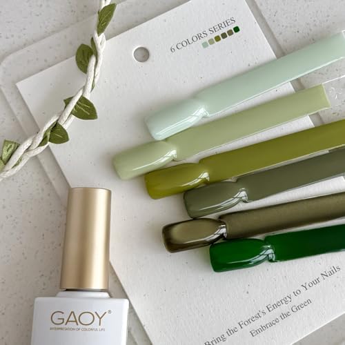 Image of GAOY Green Gel Nail Polish Set, 6 Colors Dark Green Cat Eye, Soak Off UV Light Cure Gel Polish Kit for Nail Art DIY at Home