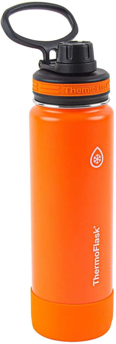 Thermoflask Stainless Steel Insulated Water Bottles, 24 Ounce, 2-Pack, Orange Crush/Navy Edge