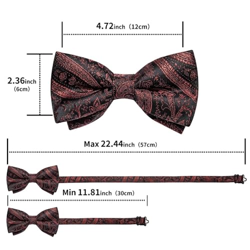 Corbatín preanudado para hombre en seda con diseño Paisley miniatura 7