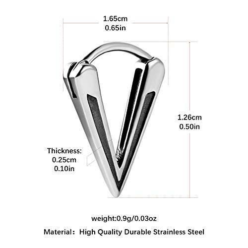HZMAN Brincos de argola triangulares triangulares prateados punk de bicicleta masculinos e femininos