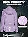 FitsT4 Sports Women's Cycling Running Jackets Lightweight Windproof Bike Windbreaker Reflective with Hood Light Purple Size XL