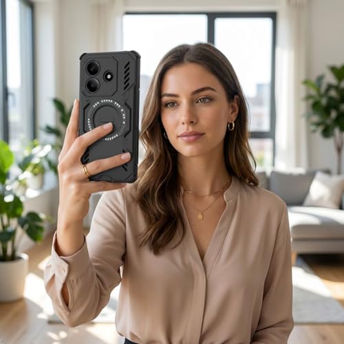 Image of ShieldTech Back Cover Case for Redmi Note 14 5G | 360 Protection Mobile Phone Case Mag-Safe | Camera Protection | Back Cover for Redmi Note14 5G / Redmi Note 14 5+G - Black TPU+PC