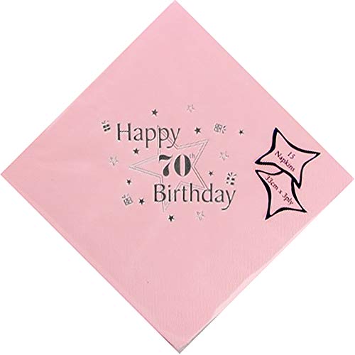 Celebration Station Age 70 / 70th Birthday Napkins - PINK - Pack 15