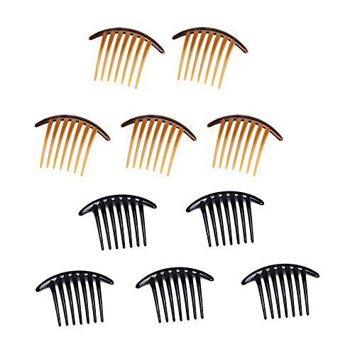 Fireboomoon 10PCS Contemporary Seven Tooth French Twist Comb, Hair Side Comb Hair Clip, Black And Brown (Two Colors, Each Five) French Twist Comb,French Twist Hair Comb,French Comb,French Twist
