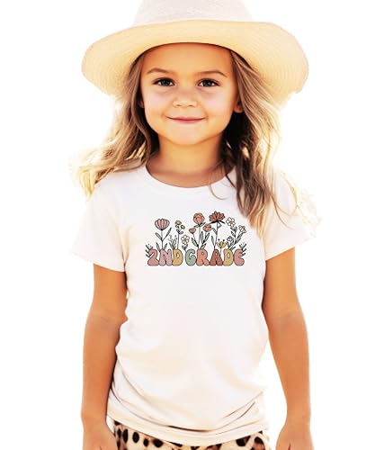 Floral 2nd Grade Shirt for Girls Cute Wildflower Boho Graphic Tee for Kids
