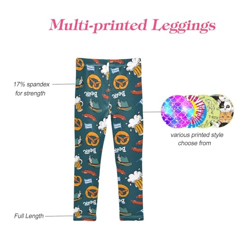 CaTaKu Girls Leggings Beer Mug Sausage Leggings for Girls Kids Athletic Workout Yoga Pants Size 4-10T4