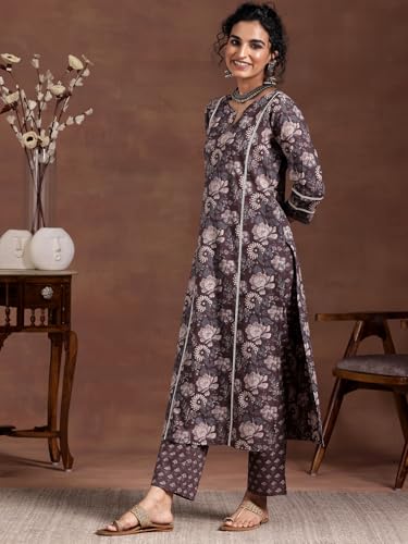 Image of Libas Printed Cotton Straight Kurta With Trouser