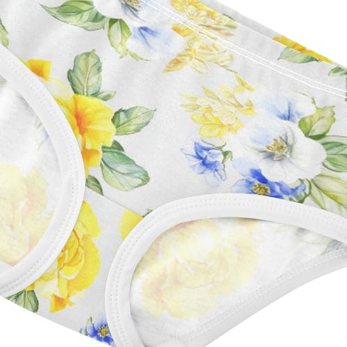 Joisal Floral Bouquets Yellow Blue Toddler Underwear Floral 2t Cotton Little Girl Panties Fun Briefs Girls Undies4