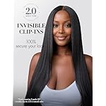 LUVME Invisible Clip in Hair Extensions, Yaki Straight Real Human Hair 16 Inch 2 Pack 220g 12pcs Clip ins Hair Extensions Natural Black for Women - Image 2