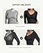 FeelinGirl Thong Bodysuits for Women Long Sleeve V Neck Shaping Tops Slimming Body Suits Tummy Control Black L