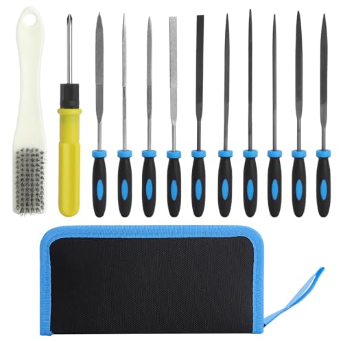 XRVRILE Juego de limas de 13 piezas, limas redondas para llaves, juego de minilimas para limas de madera, lima de metal, juego de limas de metal con juego de limas de aguja y bolsa