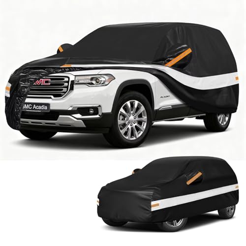 Image of 10 Layers SUV Car Cover Custom Fit for GMC Acadia (2007-2026), Waterproof All Weather for Automobiles, Outdoor Full Cover Sun Dust Rain Protection with Cotton. Black