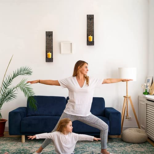 Wall Sconce Candle Holder, Wall Sconces Set Of 2 For Pillar Candles, Farmhouse Wall Mounted Candle Holders, Black Metal Wall Sconces Decor For Living Room, Bathroom, Dining Room(Candles Excluded) #TOP4