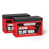 CYCLENBATT 2 Pack 12V 10Ah Lithium Battery, 5000+ Cycles 12V 10Ah LiFePO4 Battery Built-in 10A BMS, 12V Lithium Battery Suitable for Power Wheels, Fish Finder, UPS, Solar Battery