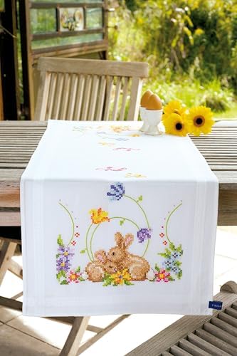 Vervaco Embroidery Kits Cross Stitch Table Runner DIY Kit, Tablecloth to Embroider with Embroidery Image in Modern Design, Cotton and Embroidery Thread, 16 x 40 Inches, Songbirds image 4