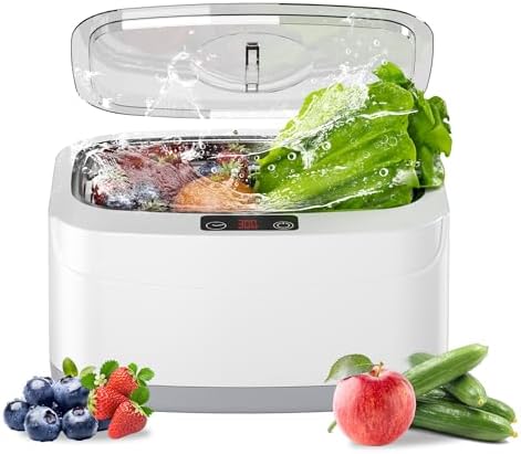 KUNPHY Fruit and Vegetable Washing Machine, Fruit Cleaner 2.5L 40kHz, 3 Timers Ultrasonic Vegetable Cleaner for Family Cleaning (White)