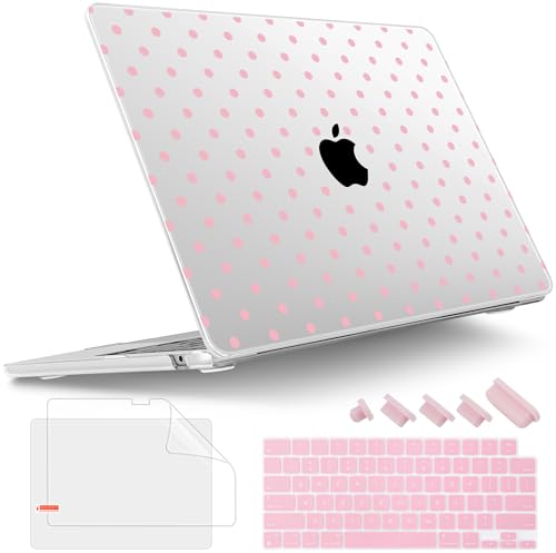 Image of Tuiklol for MacBook Air 13 inch Case M5 2026 M4 2025 M3 2024 M2 2022 Release Model A3449 A3240 A3113 A2681,Plastic Hard Shell Cover for MacBook Air 13.6 with Touch ID, Spot-Pink