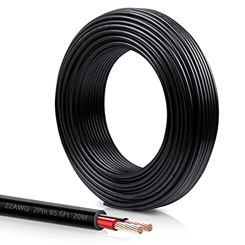 22 Gauge Wire, 65.6ft/20m Low Voltage Landscape Wire, 2 Pin Conductor Electrical Wire, 22 AWG Flexible Extension Cord for LED Strips Lamps Lighting Automotive, Outdoor Speaker Wire, Power Cable