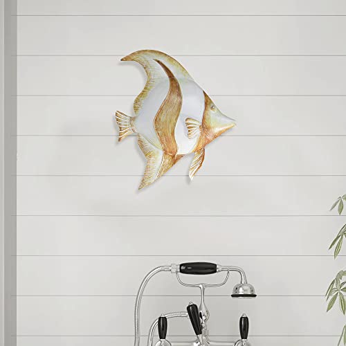 World of Wonders - Ocean Harmony Series - Marina - Elegant Angelfish Wall Sculpture Hand-Painted Easy Mount Beach House Shabby Chic Sea Life Marine Nautical Home Decor Accent, 12-inch - Image 9