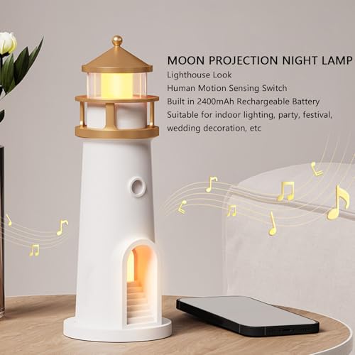 Lámpara de mesa Moon Lighthouse con sensor de movimiento recargable LED miniatura 7