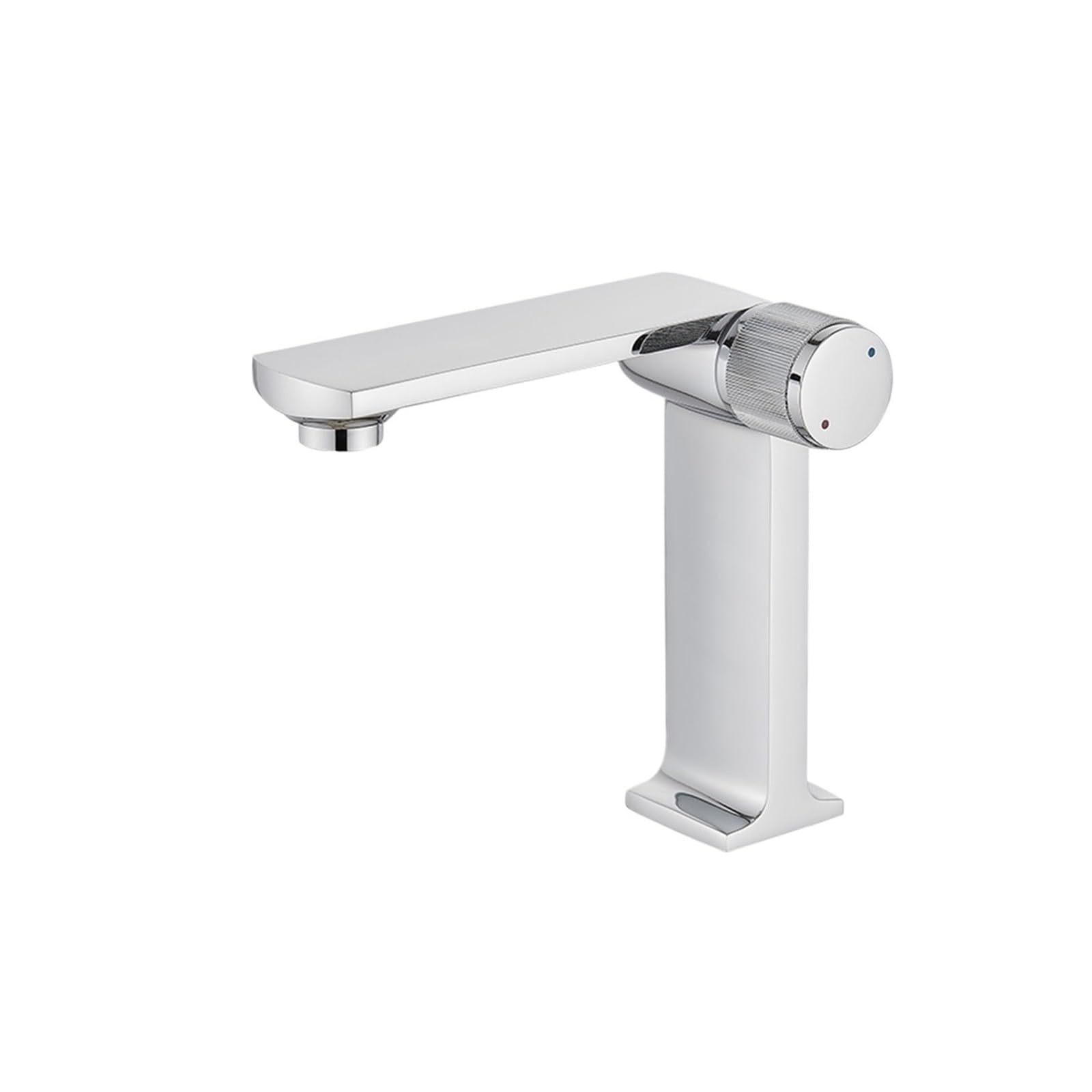 Grifo de lavabo mezclador doméstico para agua fría y caliente color plata de diseño plano