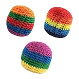 Lmptao 3 Pack Crochet Footbags, Hacky Handmade Knitted Footbag,Suitable for Beginners, Teenagers, and Adults, Outdoor Games, and Party Gifts(Style 3)